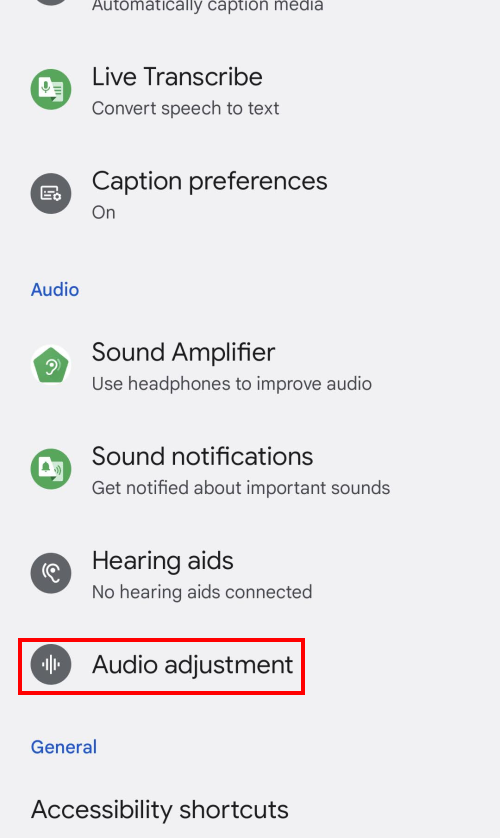 Tap Audio adjustment